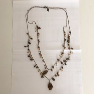 Coldwater Creek Brown Tone Beaded Silver copper